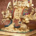 Pure Brass Superfine Panchmukhi Hanuman Blessing Statue 10" | Multicolour Meenakari Stonework | 4.8 kg Finely Detailed | Invoke Divine Blessings | 9" Width, 5" Depth